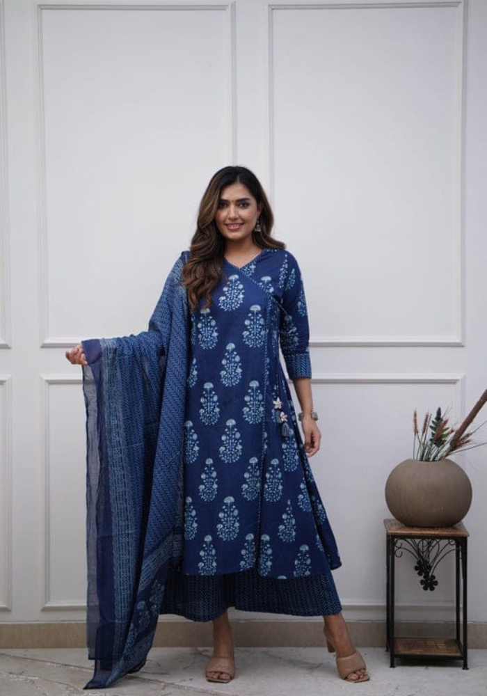 Floral Print Kurta Set with Matching Dupatta