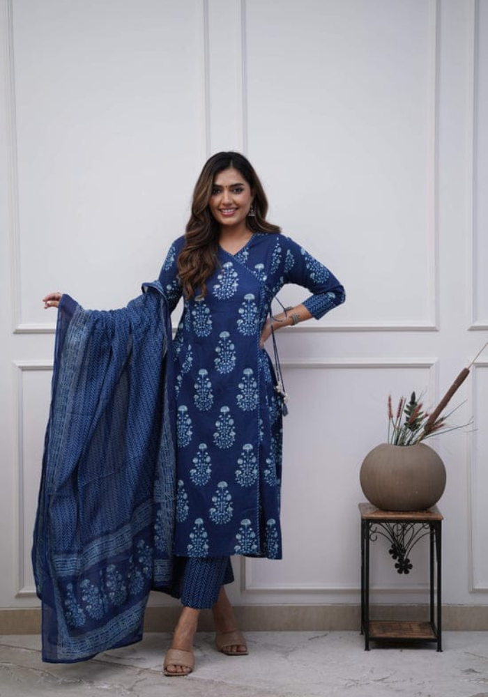 Floral Print Kurta Set with Matching Dupatta