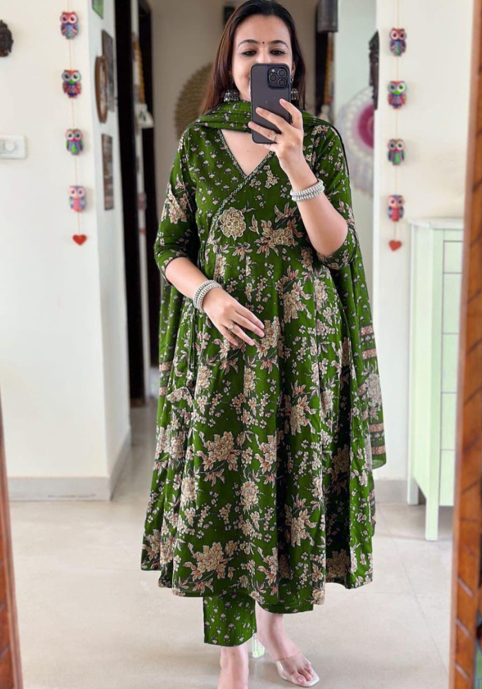 Elegant Floral Anarkali Kurta Set