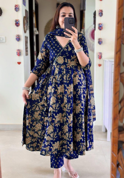 Elegant Floral Anarkali Kurta Set